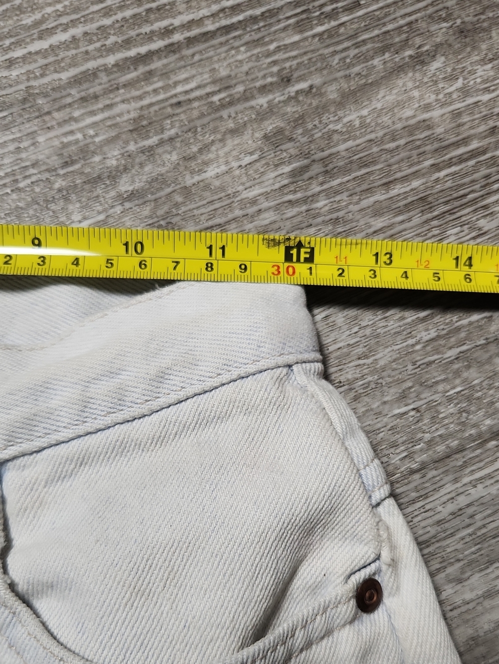 Lee White Denim Shorts with Tan Patch - Picture 5 of 11
